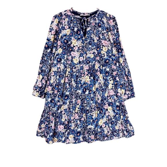 LOFT Womens Dress Multicolor Desert Garden Tiered Pockets Long Sleeve Small - Picture 1 of 12